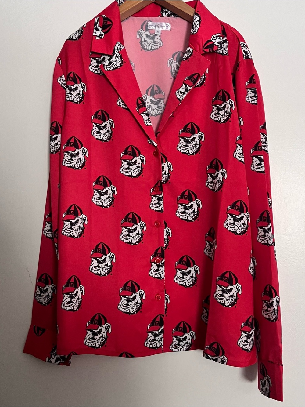 Stewart Simmons women’s Georgia Bulldogs button down blouse shirt XL NWT